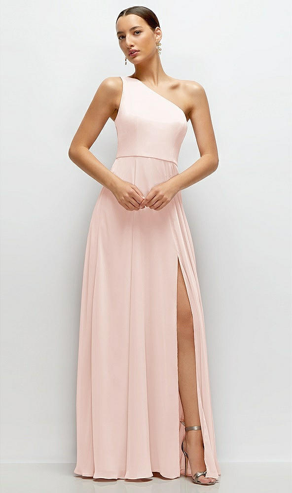 chiffon one-shoulder maxi dress with circle skirt