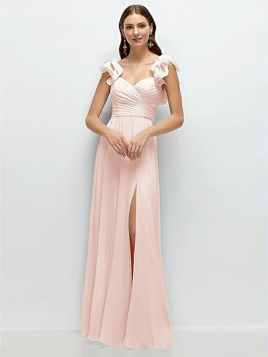 Dramatic Ruffle Edge Strap Chiffon Maxi Dress