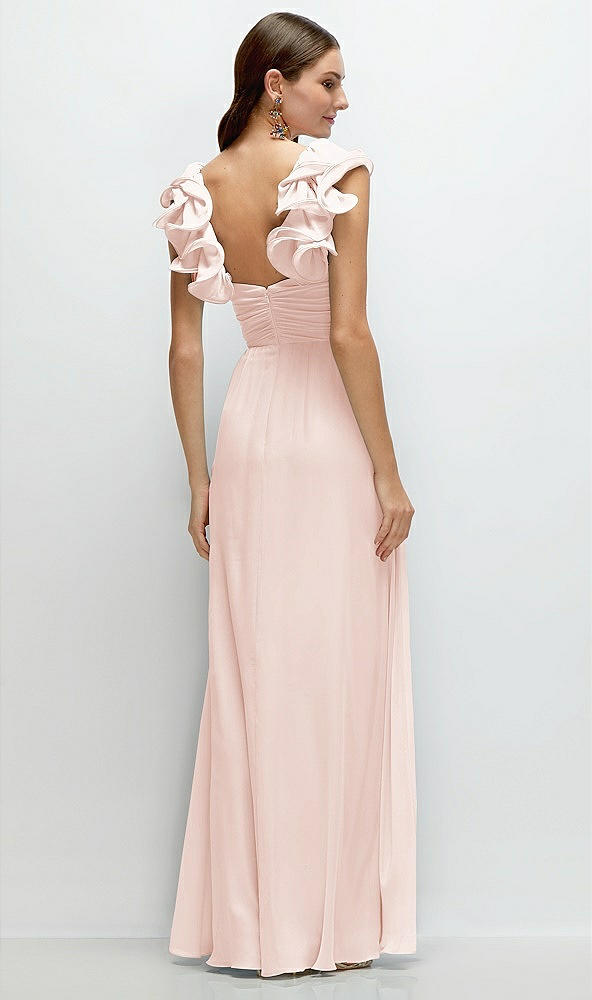 Back View - Blush Dramatic Ruffle Edge Strap Chiffon Maxi Dress