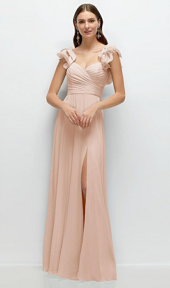 Front View - Cameo Dramatic Ruffle Edge Strap Chiffon Maxi Dress