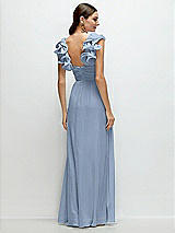 Rear View Thumbnail - Cloudy Dramatic Ruffle Edge Strap Chiffon Maxi Dress