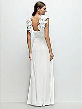 Rear View Thumbnail - White Dramatic Ruffle Edge Strap Chiffon Maxi Dress