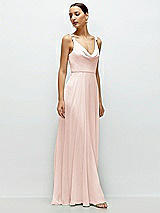 Side View Thumbnail - Blush Cowl Neck Chiffon Maxi Dress with Hand-Worked Petal Straps