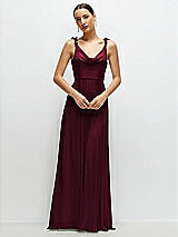 Front View Thumbnail - Cabernet Cowl Neck Chiffon Maxi Dress with Hand-Worked Petal Straps