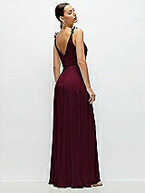 Rear View Thumbnail - Cabernet Cowl Neck Chiffon Maxi Dress with Hand-Worked Petal Straps