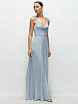 Side View Thumbnail - Mist Cowl Neck Chiffon Maxi Dress with Hand-Worked Petal Straps