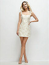 Front View Thumbnail - Ivory Gold Rosette Bow-Strap Ivory Gold Rosette Bustier Mini Dress