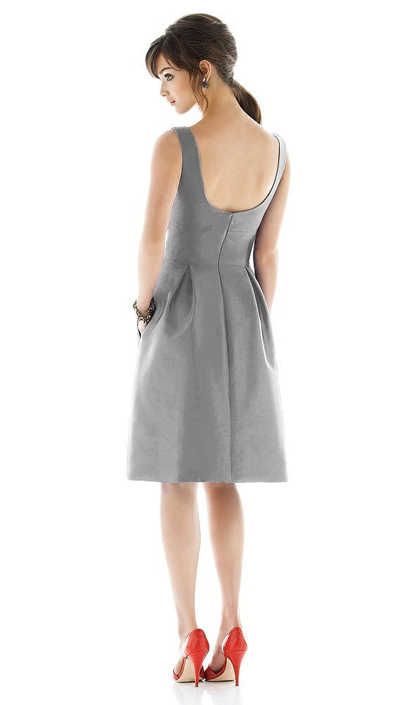 Back View - Quarry Vintage Inspired Bateau Neckline Scoop Back Dress