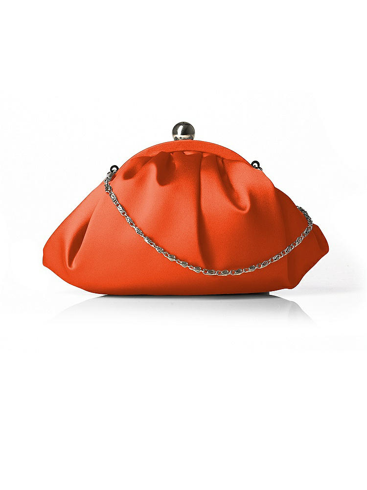 Back View - Tangerine Tango Gathered Satin Clutch