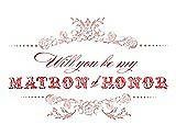 Front View Thumbnail - Rose & Perfect Coral Will You Be My Matron of Honor Card - Vintage