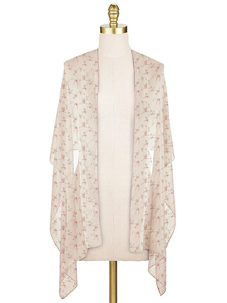 Front View - Coquette Floral Print Lux Chiffon Stole