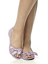 Rear View Thumbnail - Suede Rose Satin Peep Toe Bridal Ballet Wedding Flats