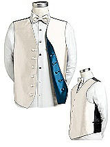 Rear View Thumbnail - Ivory & Ocean Blue Reversible Tuxedo Vests by After Six