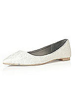 Rear View Thumbnail - Ivory Lace Bridal Ballet Wedding Flats