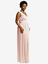 Alt View 1 Thumbnail - Blush Sleeveless Draped Chiffon Maxi Dress with Front Slit