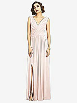 Alt View 3 Thumbnail - Blush Sleeveless Draped Chiffon Maxi Dress with Front Slit