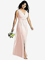 Alt View 4 Thumbnail - Blush Sleeveless Draped Chiffon Maxi Dress with Front Slit