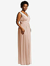 Alt View 1 Thumbnail - Cameo Sleeveless Draped Chiffon Maxi Dress with Front Slit