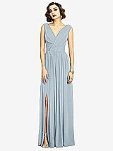 Alt View 3 Thumbnail - Mist Sleeveless Draped Chiffon Maxi Dress with Front Slit