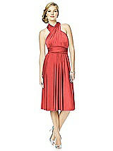 Alt View 3 Thumbnail - Perfect Coral Twist Wrap Convertible Cocktail Dress