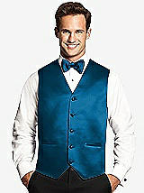 Front View Thumbnail - Ocean Blue Matte Satin Tuxedo Vests by After Six