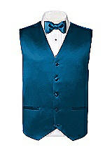 Rear View Thumbnail - Ocean Blue Matte Satin Tuxedo Vests by After Six