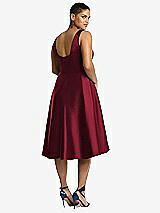 Rear View Thumbnail - Burgundy Bateau Neck Satin High Low Cocktail Dress