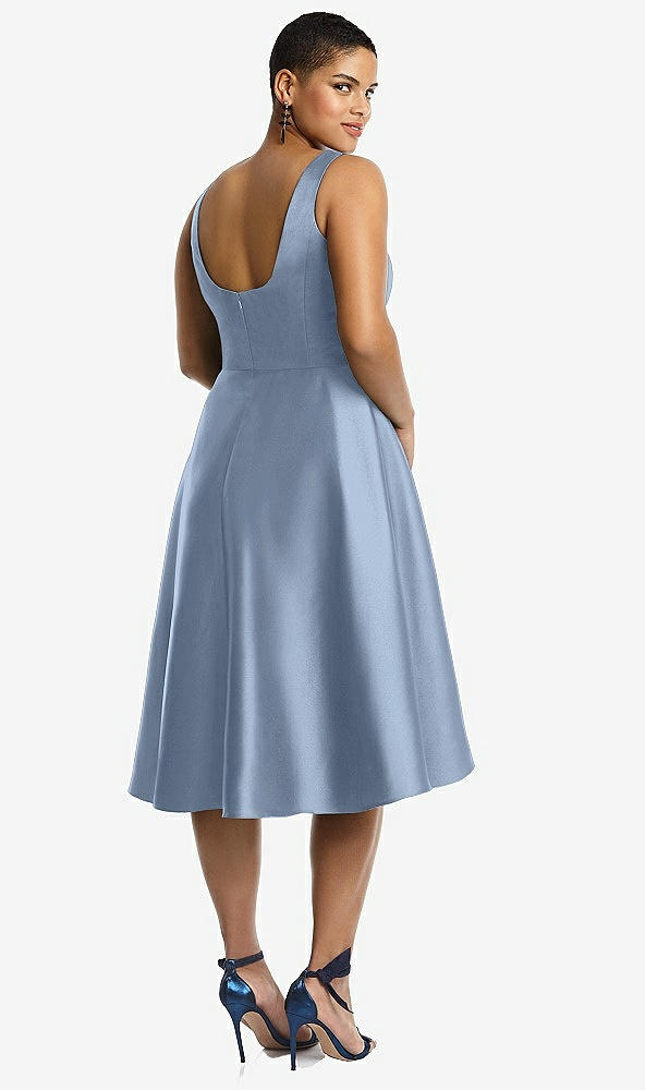 Back View - Cloudy Bateau Neck Satin High Low Cocktail Dress