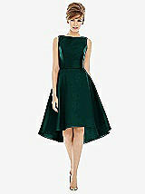 Alt View 1 Thumbnail - Evergreen Bateau Neck Satin High Low Cocktail Dress