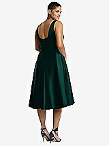 Rear View Thumbnail - Evergreen Bateau Neck Satin High Low Cocktail Dress