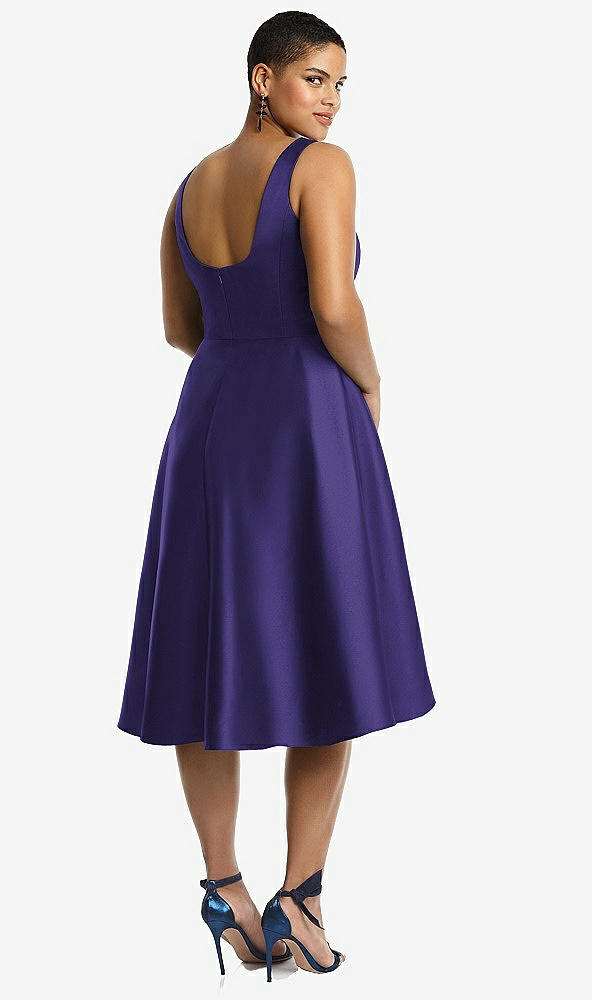 Back View - Grape Bateau Neck Satin High Low Cocktail Dress