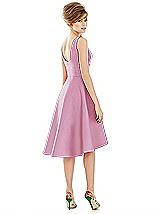 Alt View 2 Thumbnail - Powder Pink Bateau Neck Satin High Low Cocktail Dress