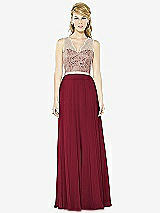 Front View Thumbnail - Burgundy & Cameo After Six Bridesmaid Dress 6715