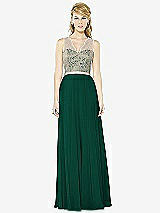 Front View Thumbnail - Hunter Green & Cameo After Six Bridesmaid Dress 6715