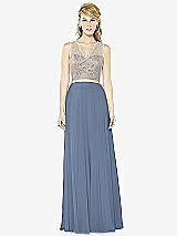 Front View Thumbnail - Larkspur Blue & Cameo After Six Bridesmaid Dress 6715