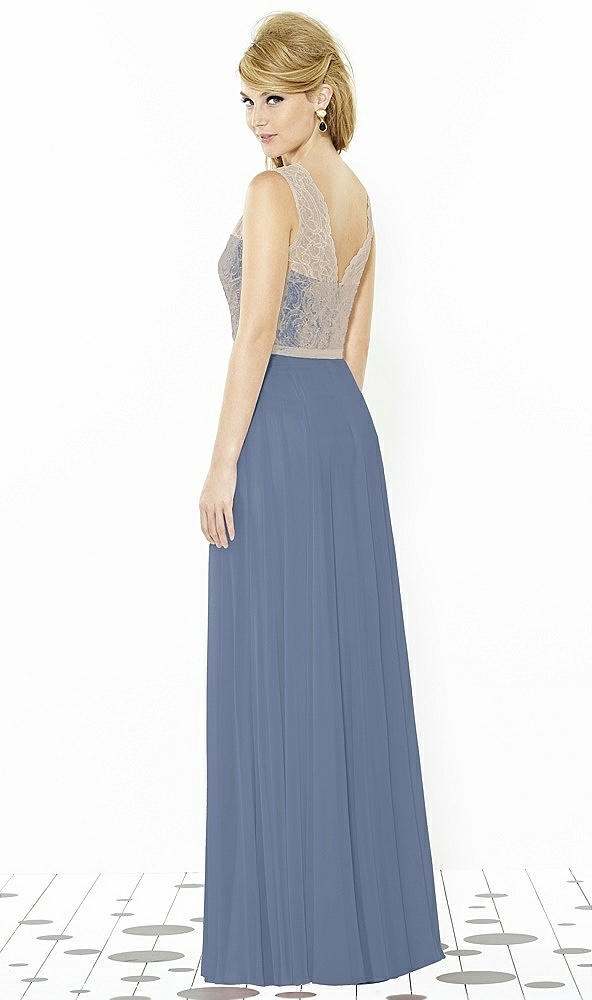 Back View - Larkspur Blue & Cameo After Six Bridesmaid Dress 6715