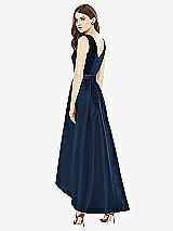 Rear View Thumbnail - Midnight Navy & Midnight Navy Sleeveless Pleated Skirt High Low Dress with Pockets