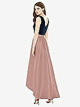 Rear View Thumbnail - Neu Nude & Midnight Navy Sleeveless Pleated Skirt High Low Dress with Pockets