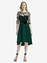 Rear View Thumbnail - Hunter Green & Off White After Six Bridesmaid Dress 6746