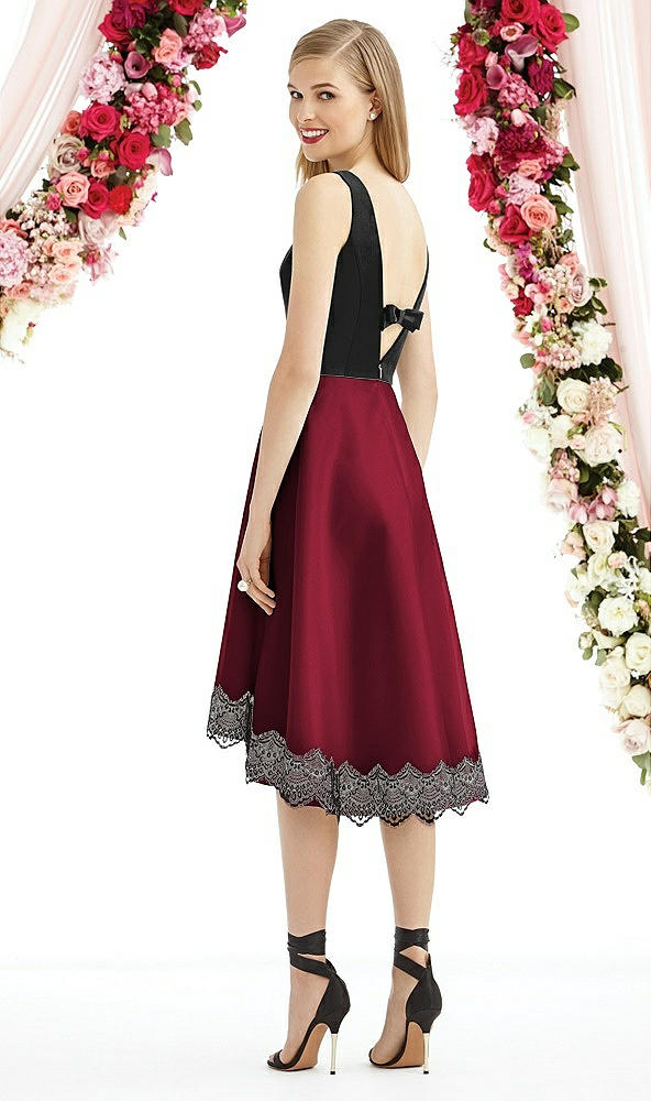 Back View - Burgundy & Black After Six Bridesmaid Dress 6748