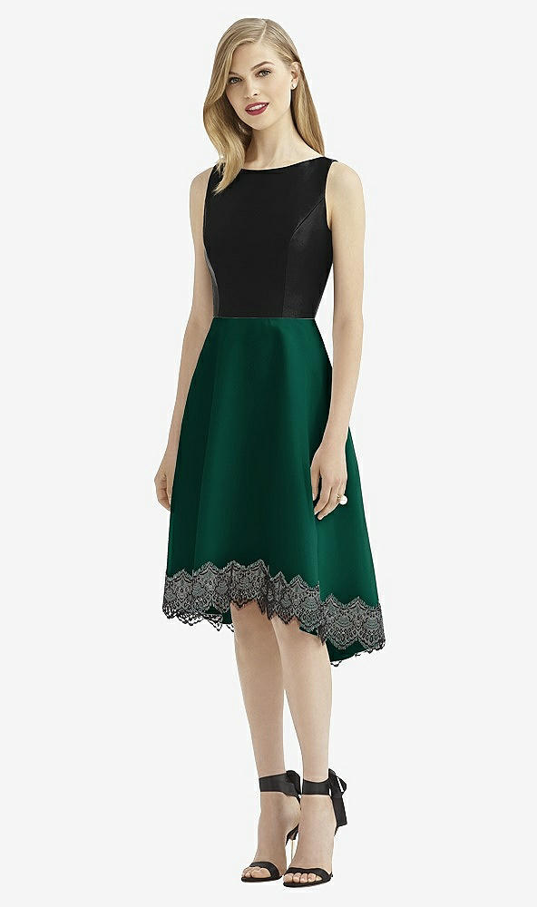 Front View - Hunter Green & Black After Six Bridesmaid Dress 6748