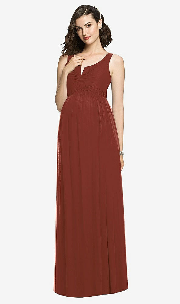 Front View - Auburn Moon Sleeveless Notch Maternity Dress