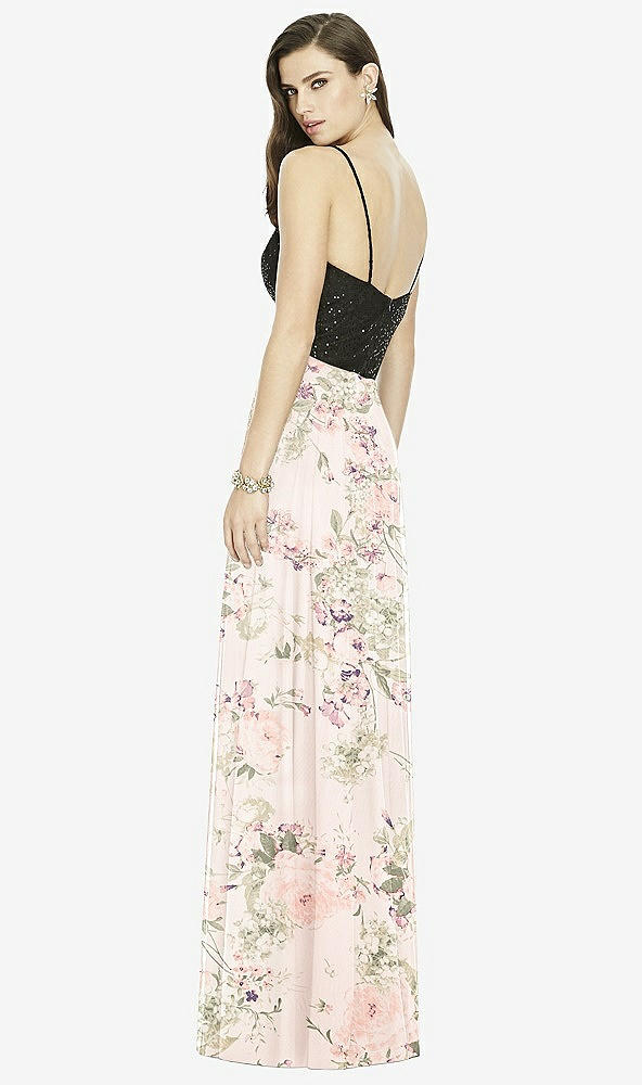 Back View - Blush Garden Chiffon Maxi Skirt