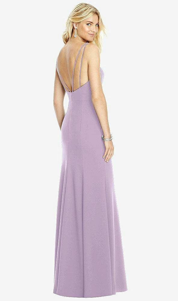 Front View - Pale Purple Bateau Neck Open-Back Trumpet Gown