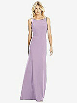 Rear View Thumbnail - Pale Purple Bateau Neck Open-Back Trumpet Gown