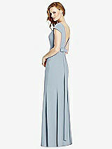 Front View Thumbnail - Mist Bateau-Neck Cap Sleeve Open-Back Trumpet Gown