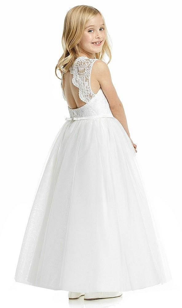 Back View - Ivory & Ivory Flower Girl Dress FL4052