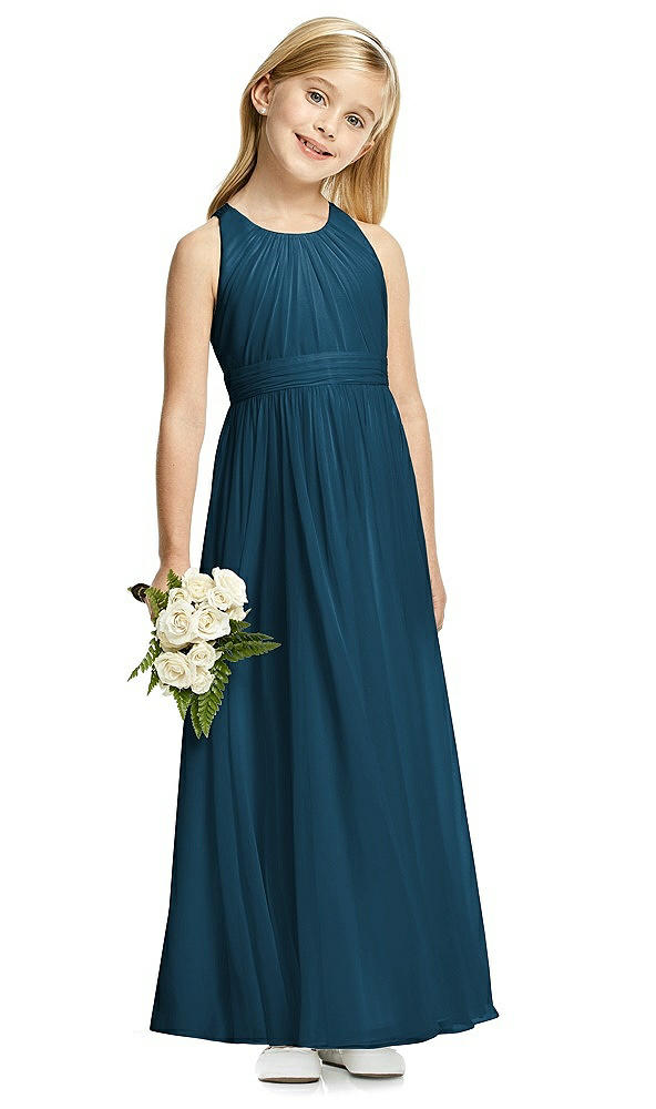 Front View - Atlantic Blue Flower Girl Dress FL4054