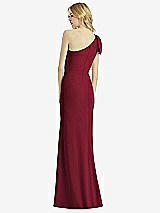 Alt View 2 Thumbnail - Burgundy Bowed One-Shoulder Trumpet Gown