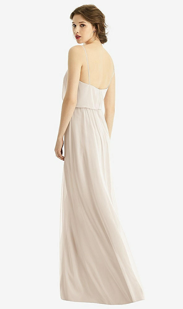 Back View - Oat V-Neck Blouson Bodice Chiffon Maxi Dress